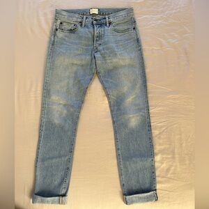 Simon Miller M001 Narrow Copen Light Wash Button Fly Jeans Size 29x32 Low Rise
